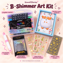 B - Shimmer Art Kit - all included product groups; colours and designs shown are examples
