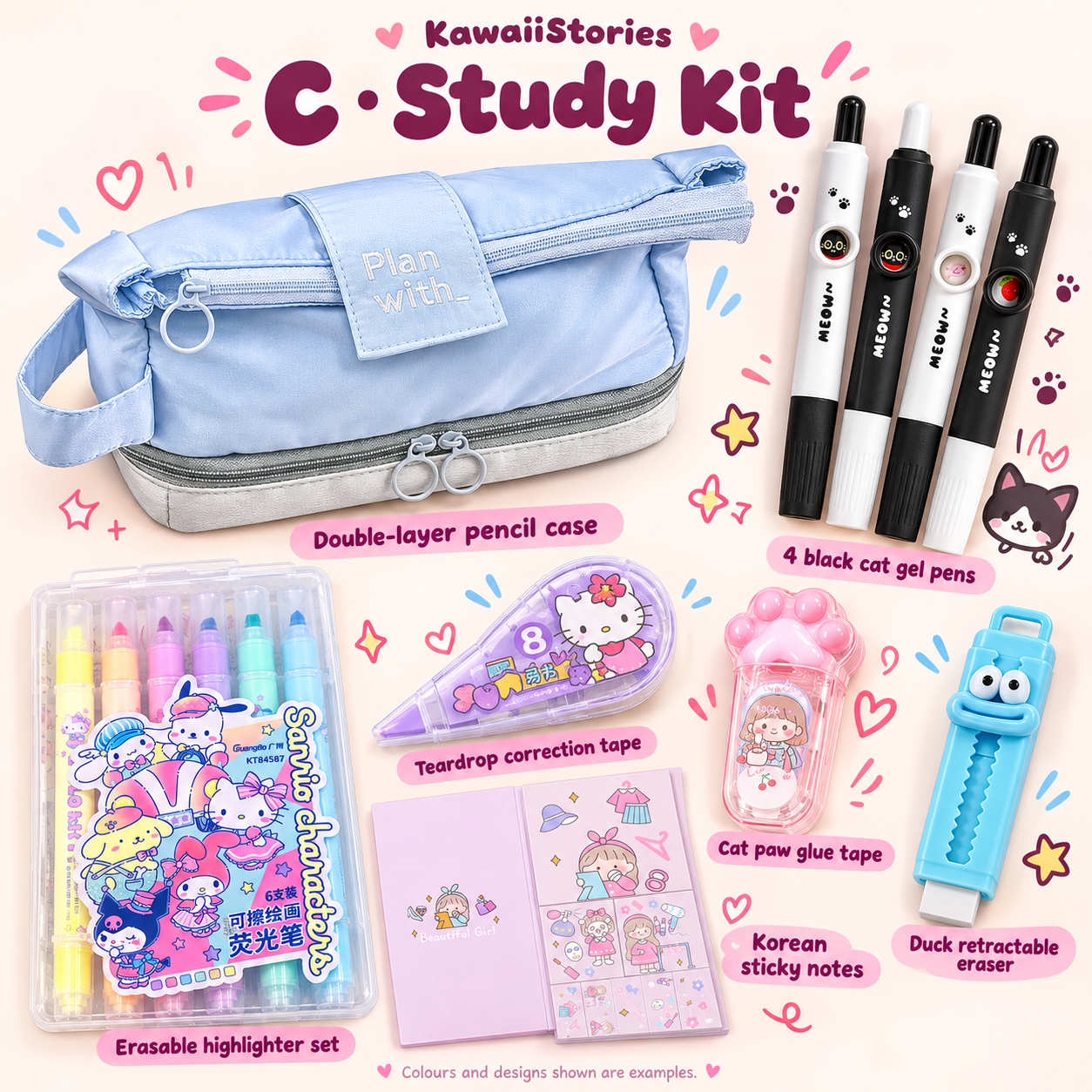 C - Study Kit - all included product groups; colours and designs shown are examples