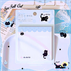 🌟 Sea Salt Cat Square Sticky Notebook – Cute & Aesthetic Sticky Notes for Students & Office Use