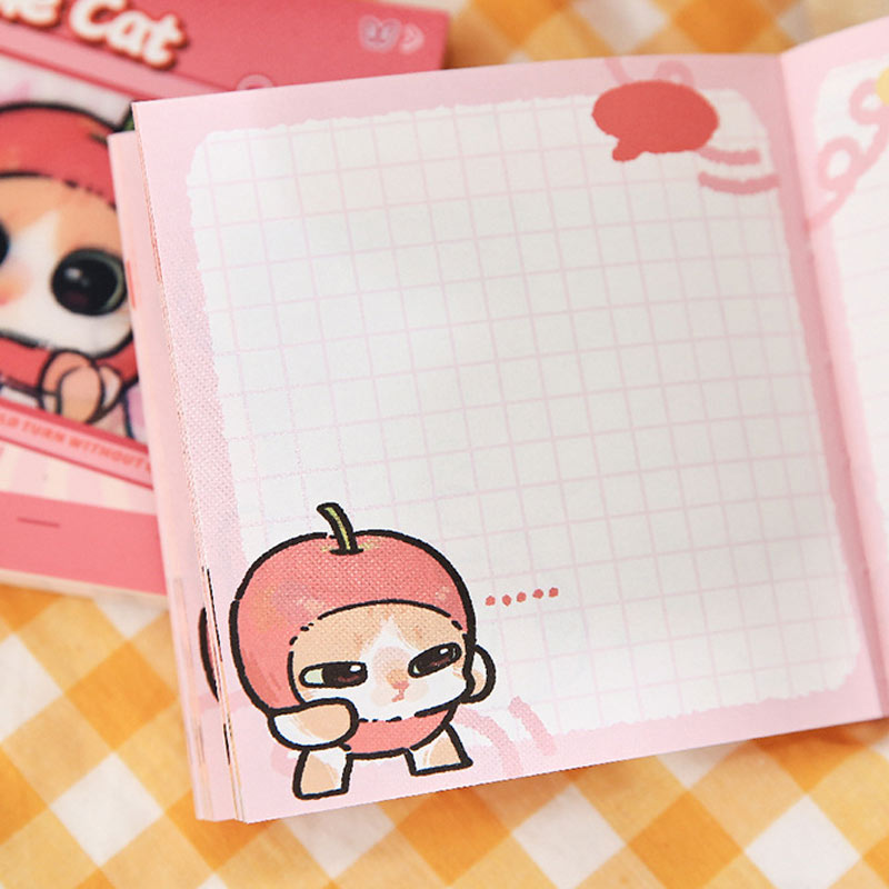 Apple Cat grid writing page with pastel theme for notes and planning