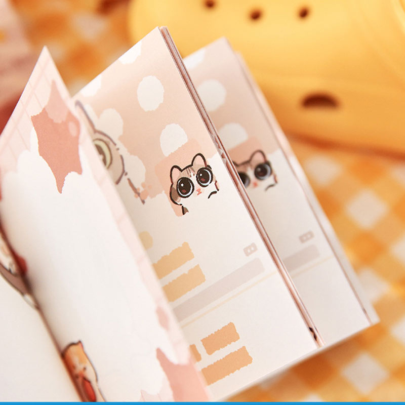 Cat student notes with colorful themed pages and writing space