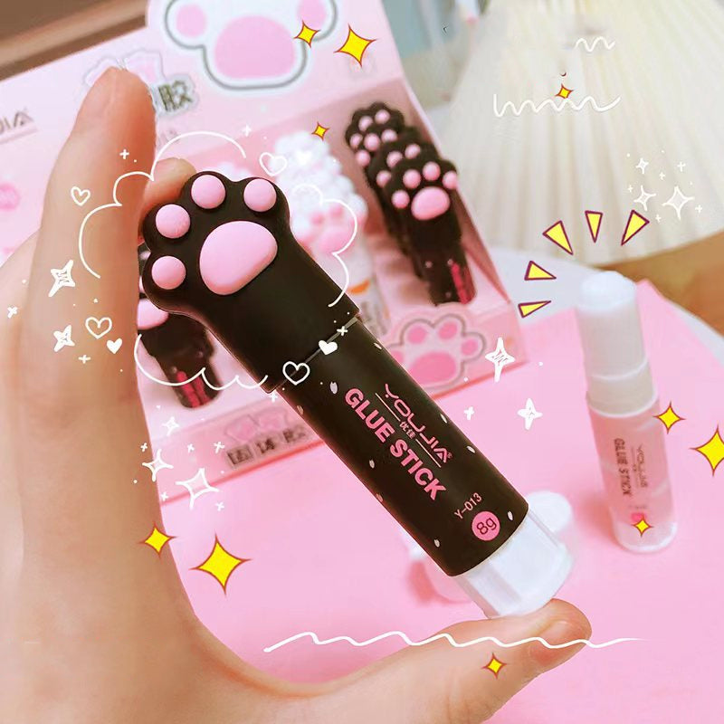 Black cat paw solid glue stick with cute design