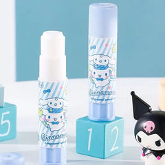 Blue character glue stick with kawaii stationery design