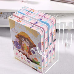 Side view of Brave Girl kawaii notebook displaying hardcover thickness, magnetic closure, and premium page construction 
