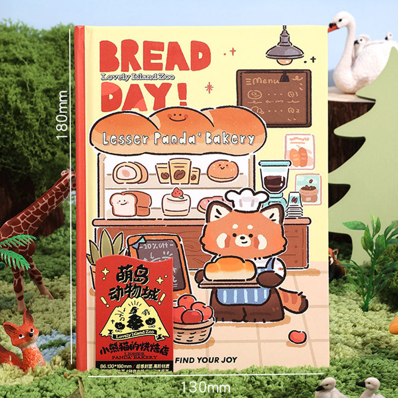 Bread Day B6 hardcover diary with red panda bakery cover and warm bakery theme