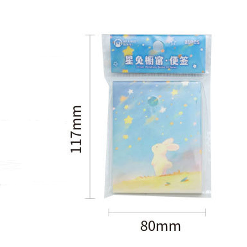 Bunny note paper package showing 80mm by 117mm dimensions