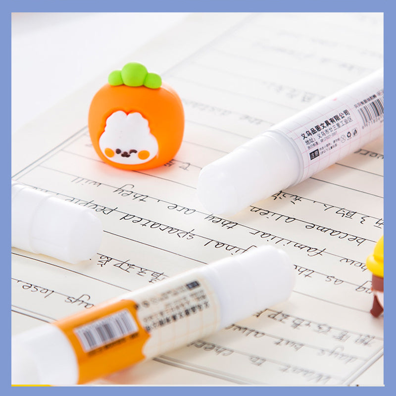 Carrot theme glue stick with decorative cartoon design