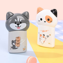 Gray puppy and white cat correction tape dispensers
