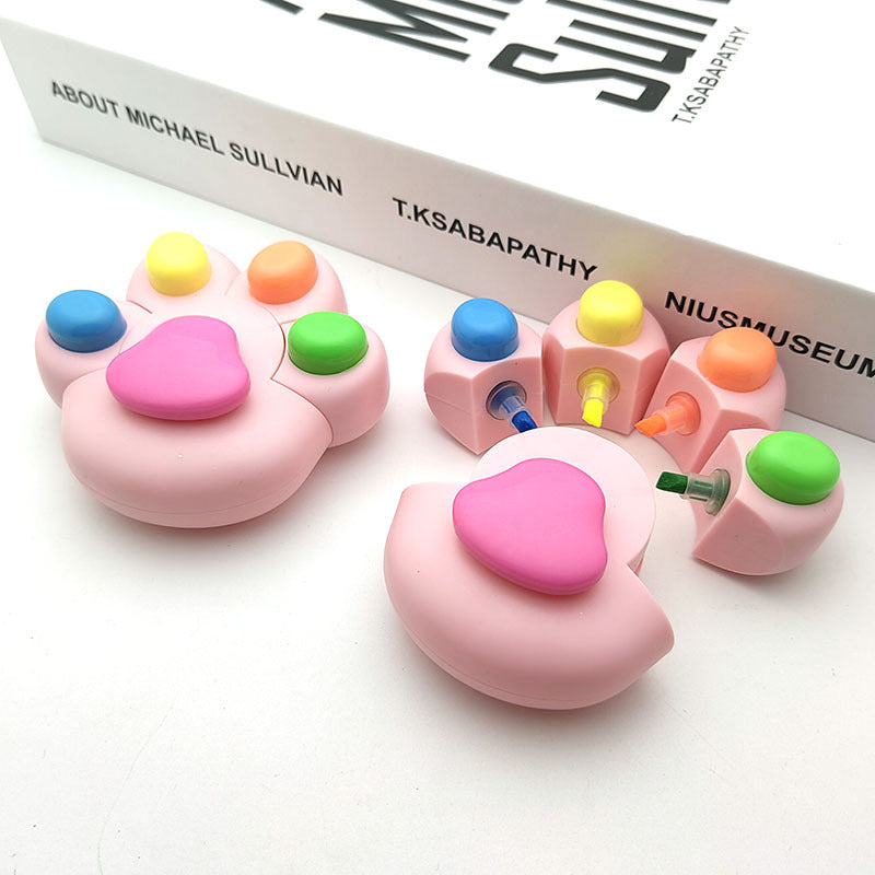 Cute cat claw highlighter set in assorted colors