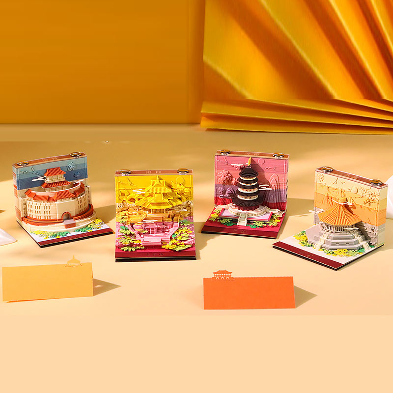 Colorful 3D scenic note paper designs displayed together