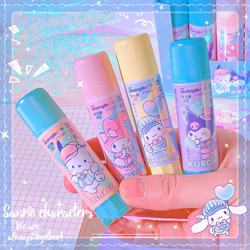Colorful macaron glue stick handheld view