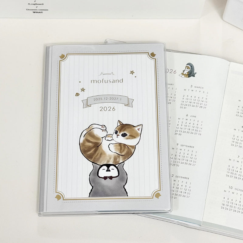 B6 PU leather diary featuring cute cat and penguin themed cover artwork