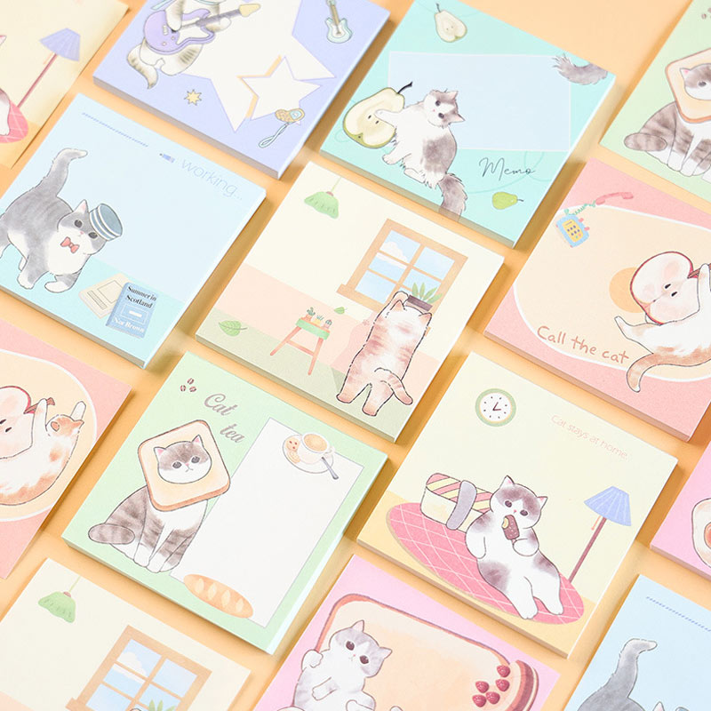 Cute cat message notebooks in pastel designs