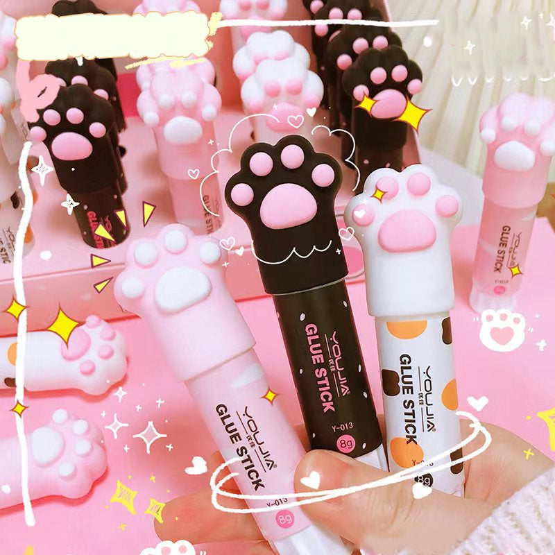 Cute cat paw glue stick in pink black and white colors