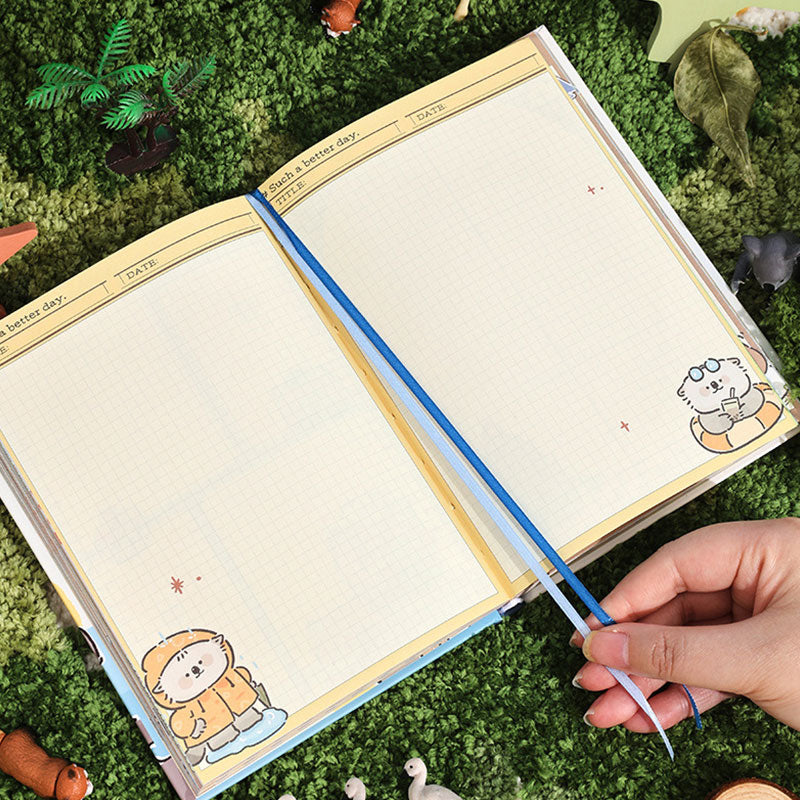 Cute Island Animal City B6 diary with grid writing pages and decorative page corners