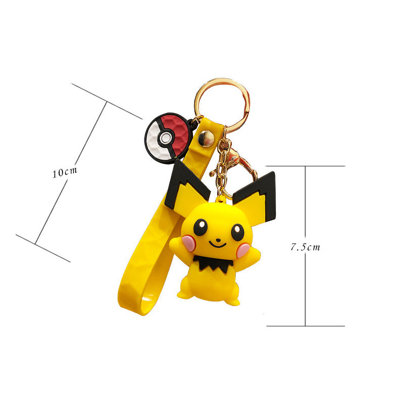 Cute yellow creature keychain with soft strap and metal ring