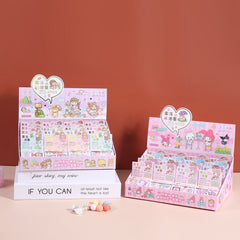 Side by side display of decorative jelly ink tape sticker roll collections with assorted pastel designs for journals and planners