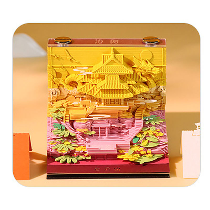 Decorative landmark note paper with a raised layered paper design