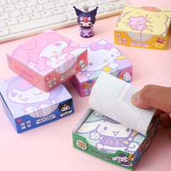 Decorative memo pad showing tear-off paper sheets in a pastel setting