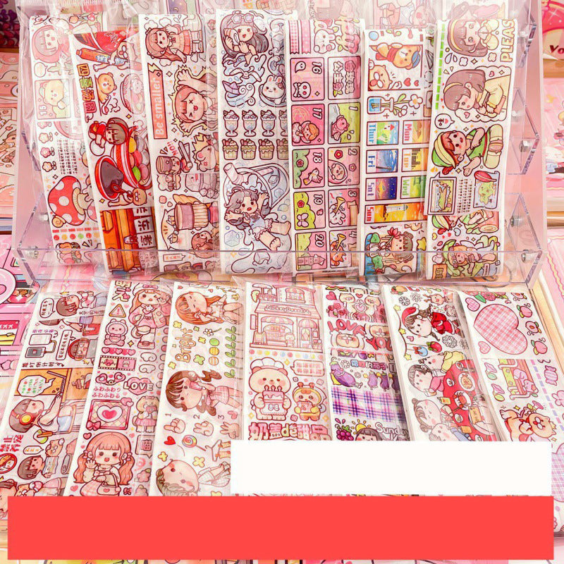Storage display filled with decorative sticker rolls for planners, scrapbooks, journals, and DIY paper crafts
