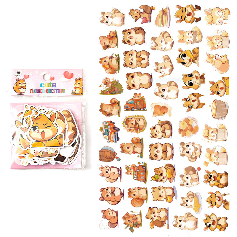 Waterproof Cute Animal Cartoon Stickers - 50PCS,Stickers