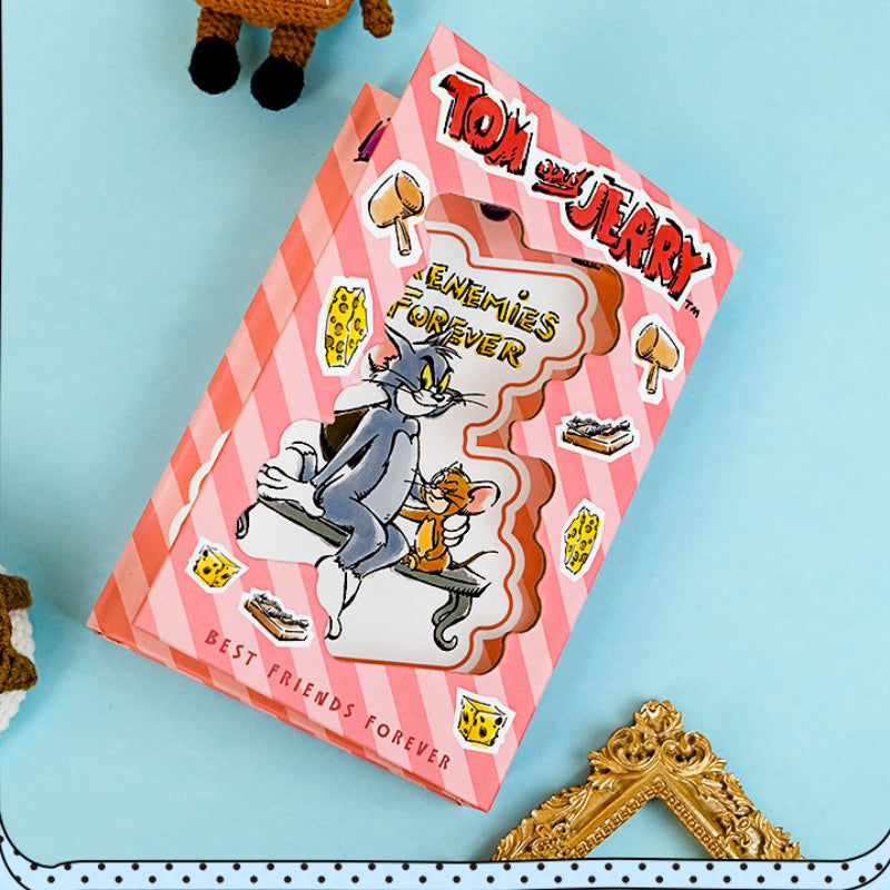 Decorative hardcover book style storage case with playful cartoon themed artwork