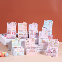 Collection of pastel jelly ink tape sticker rolls with decorative designs for journaling, scrapbooking, planners, and creative projects
