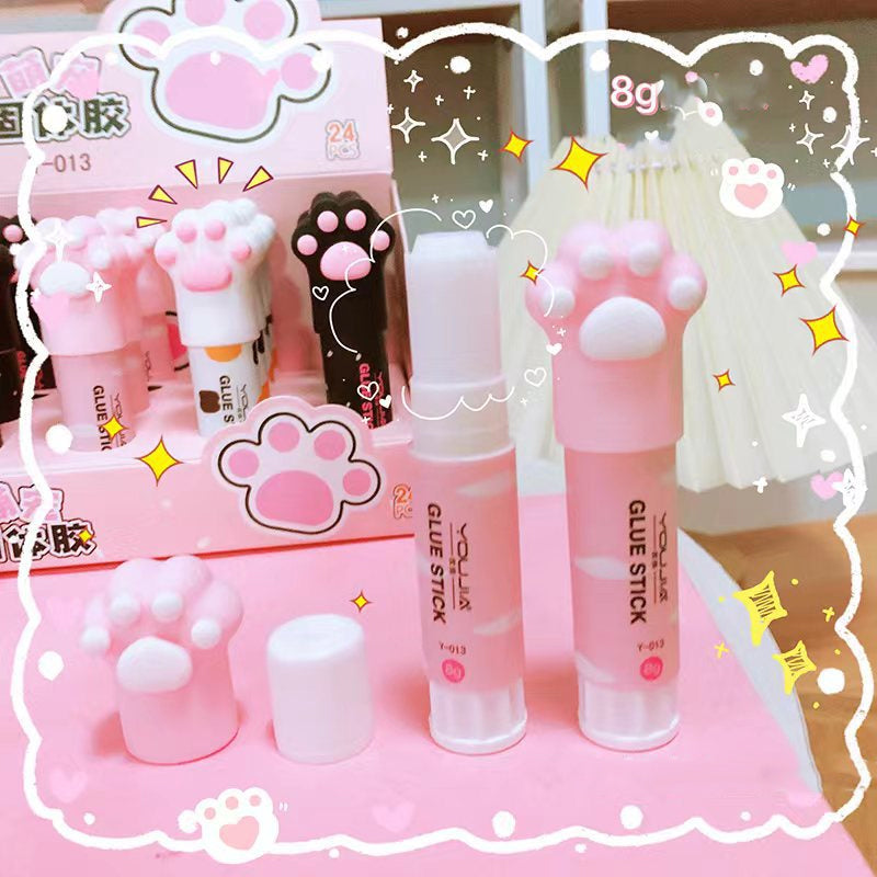 Kawaii cat paw glue stick set display