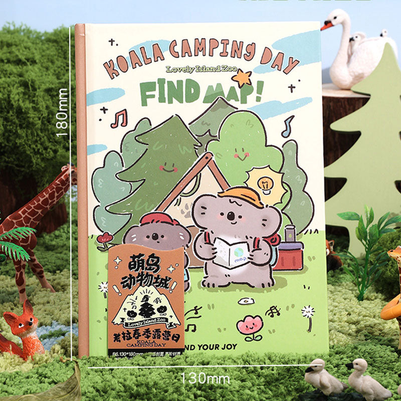 Koala Camping Day B6 hardcover diary with camping koala cover and forest theme