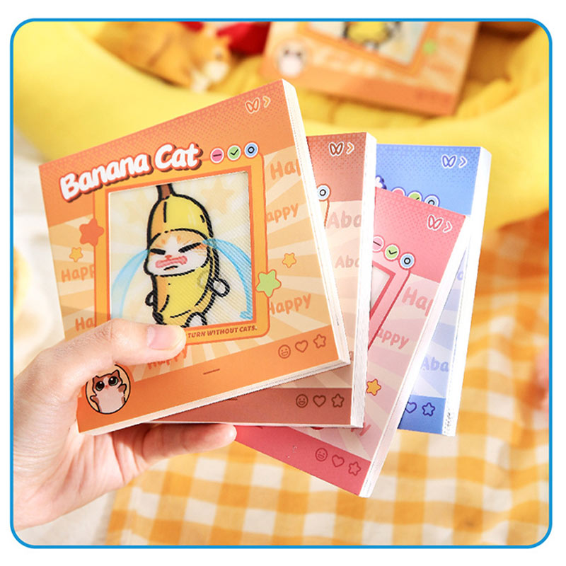 Meow Gate cartoon student notes held in hand with multiple cover styles