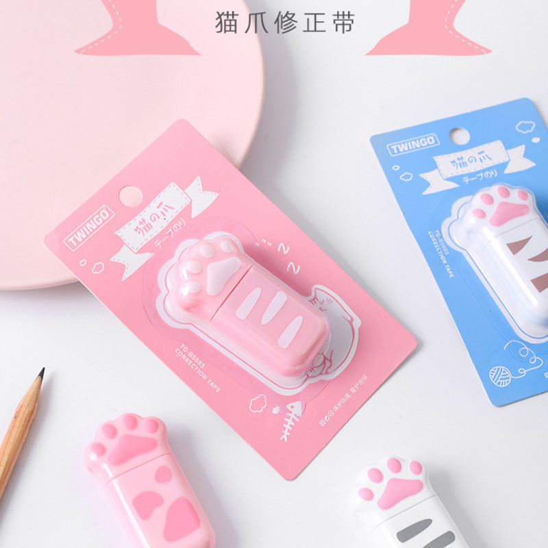 Mini cat paw correction tape in pink and white designs