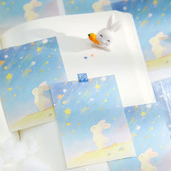 Pastel bunny memo papers featuring stars and cute rabbit illustrations