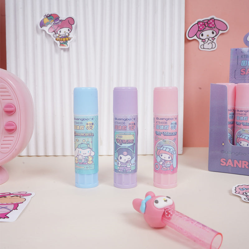 Pastel cartoon glue stick set with cute designs