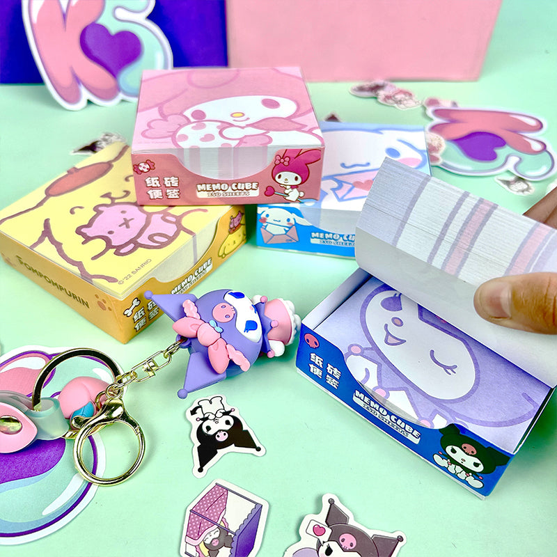 Pastel cartoon memo pad with tear-off paper sheets