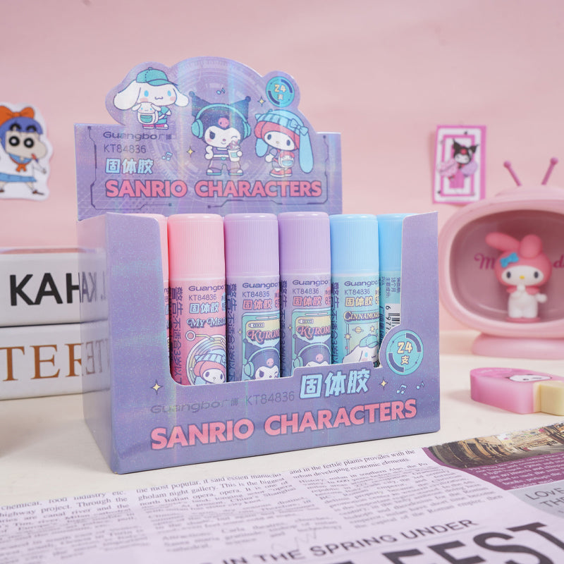 Pastel character glue sticks in display box