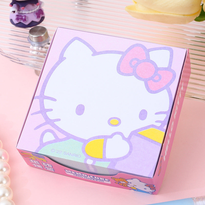 Pastel character memo cube with colorful decorative print