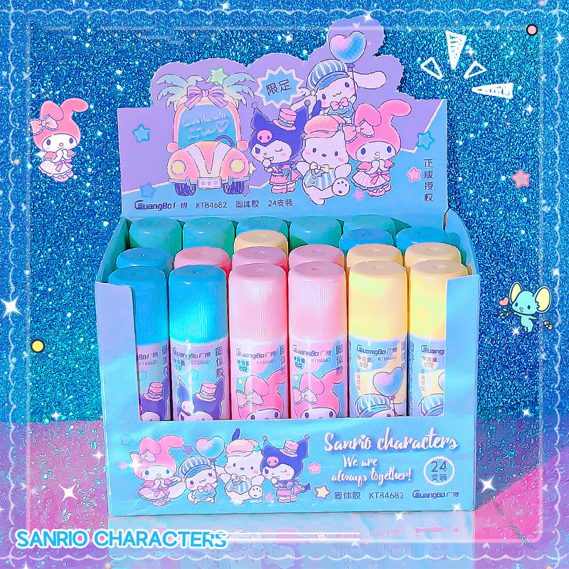 Pastel unicorn glue sticks with cute character designs
