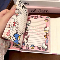 Kawaii pink cartoon cat notebook with tassel charm and lined pages