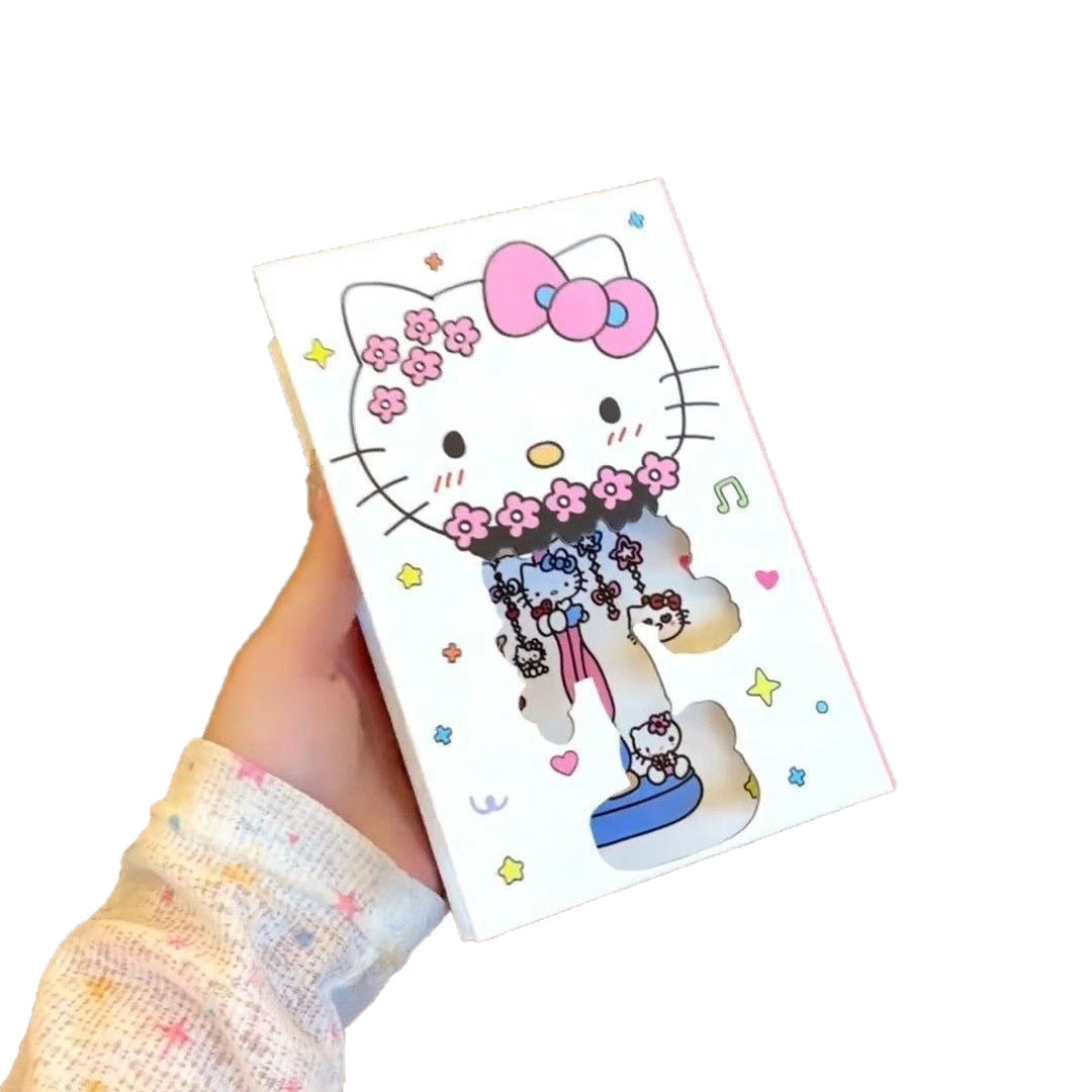 Cartoon cat hardcover notebook with magnetic closure and decorative tassel
