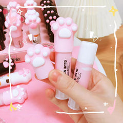 Pink cat paw glue stick twist up container