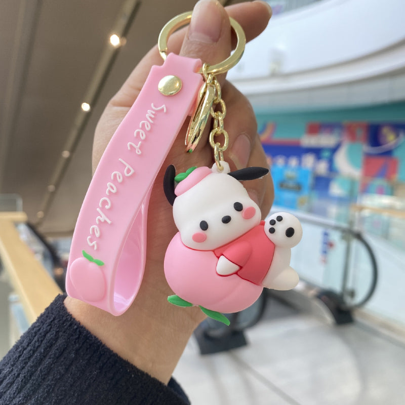 Pink character keychain with cute design