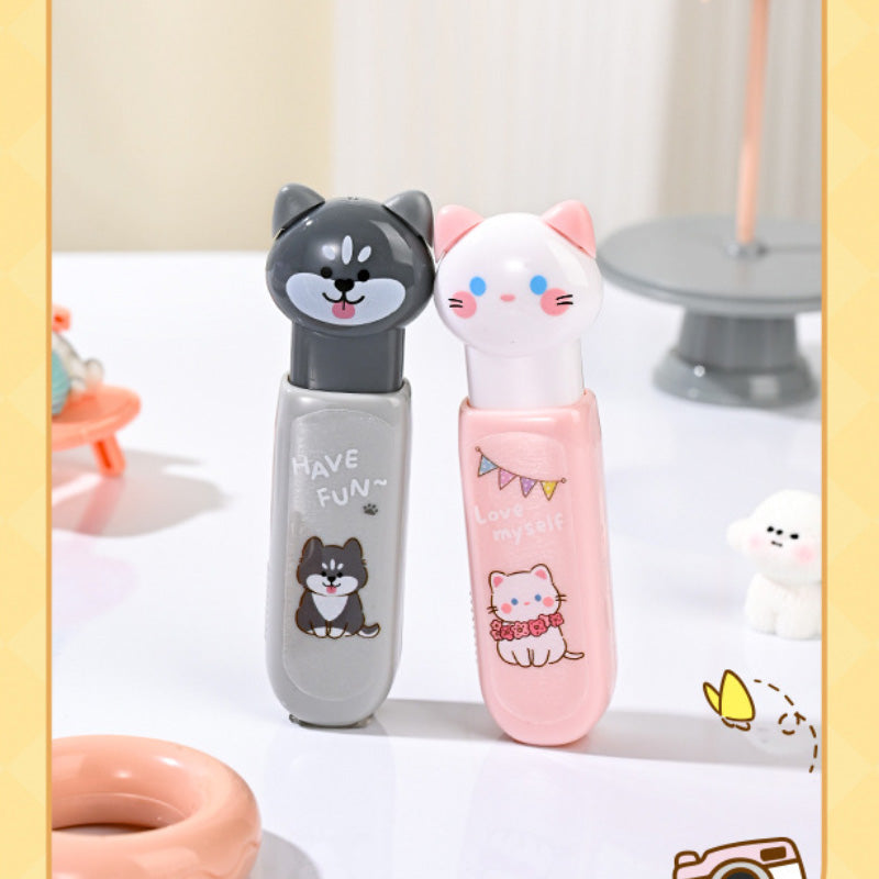Pink and gray Pom-Pot cat correction tape dispensers