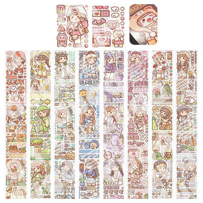 Seasonal decorative sticker roll collection with lifestyle, holiday, fashion, and planner themed designs