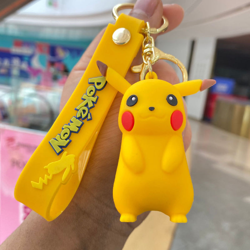 Yellow character keychain with matching strap and metal ring
